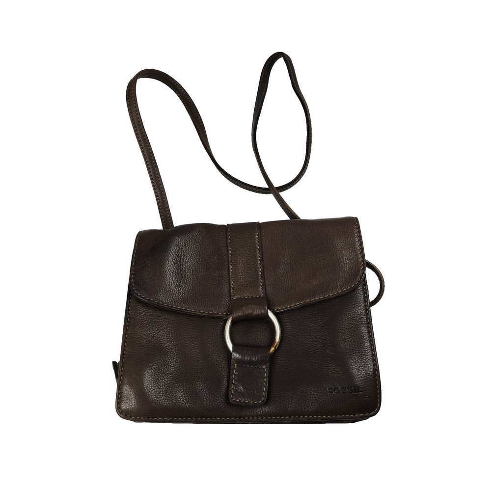 Fossil Crossbody Bag Womens Small Leather Flap Magnetic Pocket Organizer Purse